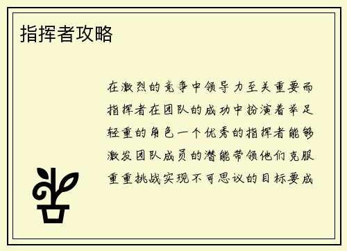 指挥者攻略